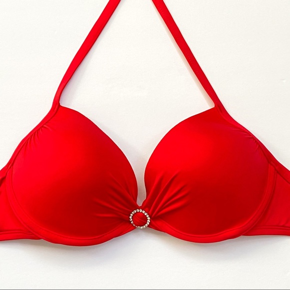 Other - Red rhinestone molded underwire pushup bikini top
